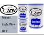 Preview: Nissan, Light Blue, 841: 500ml Lackdose + 500ml Klarlack + 250ml Härter - Set, von ATW Autoteile West.